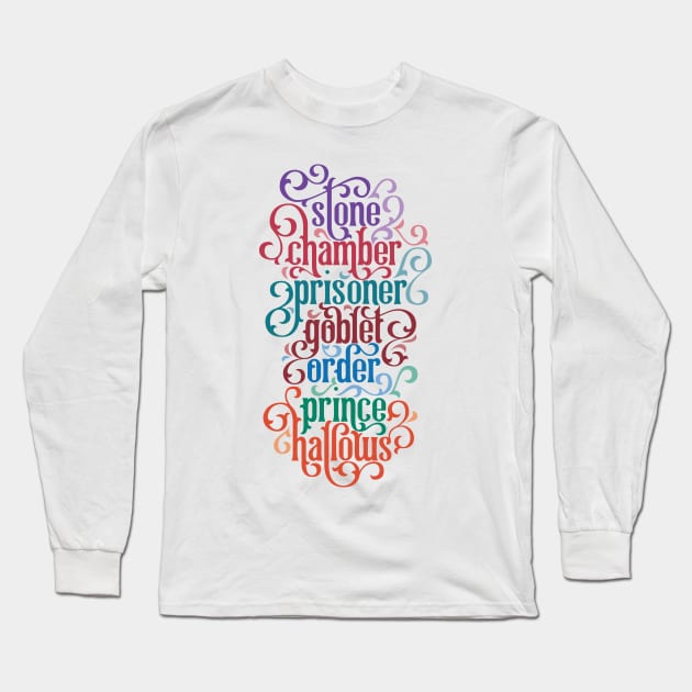 Seven Book Titles and Colors Long Sleeve T-Shirt by polliadesign